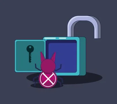 Padlock with bug privacy data Illustrazione stock