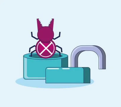 Padlock with bug privacy data Stock Illustration