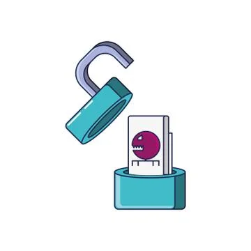Padlock with bug virus infection 스톡 일러스트