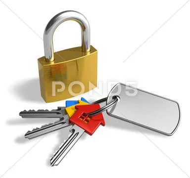 Padlock with bunch of keys Stock Illustration