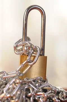 Padlock with cain Stock Photos