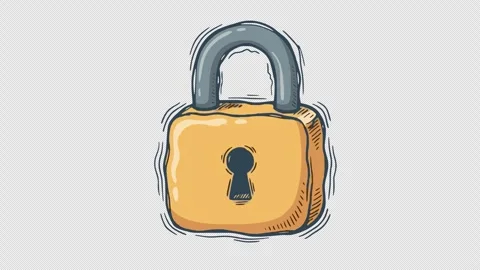 Padlock cartoon line boil effect animation Stock Footage 339586704