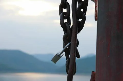 Padlock with chain Stock Photos