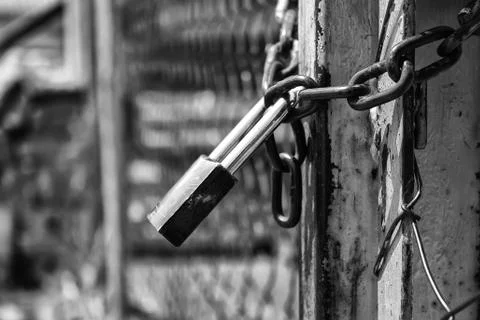 Padlock with chains Stock Photos