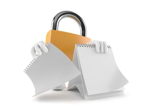 Padlock character with blank calendar 스톡 일러스트