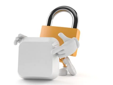 Padlock character with blank keyboard key 스톡 일러스트
