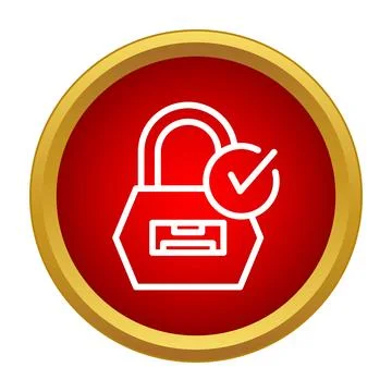 Padlock with checkmark icon symbolizing verified security Stock Illustration