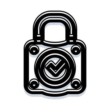Padlock with checkmark symbolizing digital security and data protection Stock Illustration