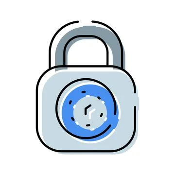 Padlock with clock icon representing time security and data privacy Stock Illustration