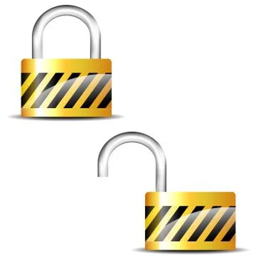 Padlock close and padlock open Stock Illustration