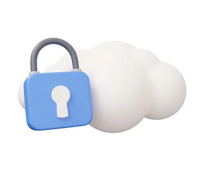 Padlock cloud 3d illustration. Minimal 3d render illustration isolated on w.. Illustrazione stock