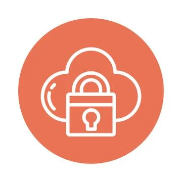 Padlock with cloud, block and flat style icon Illustrazione stock