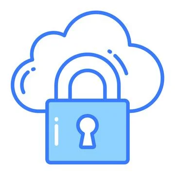 Padlock with cloud denoting vector design of cloud security  Stock Illustration