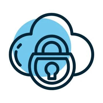 Padlock with cloud, line style icon Illustrazione stock