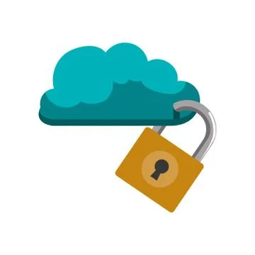 Padlock cloud security system protection icon. Vector graphic Stock Illustration