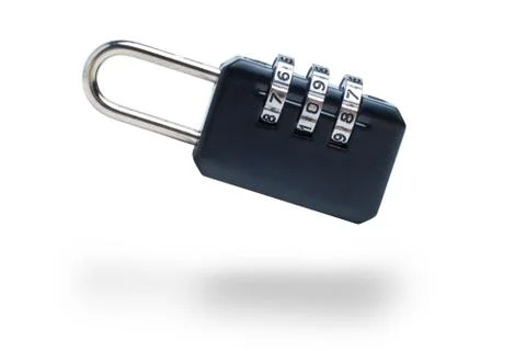 Padlock with code on a white background. Levitation. Isolated. 스톡 사진