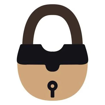 Padlock in color flat style vector object isolated on white background Stock Illustration