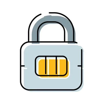 Padlock combination lock securing digital data information Stock Illustration