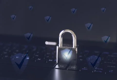 Padlock on a computer keyboard - cybersecurity concept 写真素材