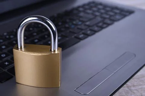 Padlock on computer keyboard. Internet data privacy information security conc Foto stock