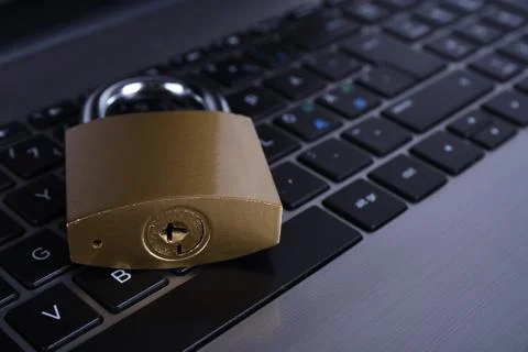 Padlock on computer keyboard. Internet data privacy information security conc Stock Photos