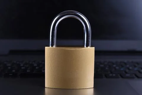 Padlock on computer keyboard. Internet data privacy information security conc Stock Photos