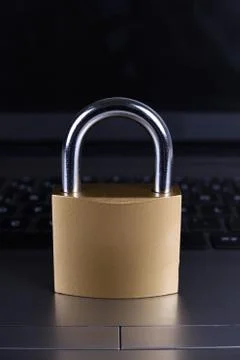 Padlock on computer keyboard. Internet data privacy information security conc Stock Photos