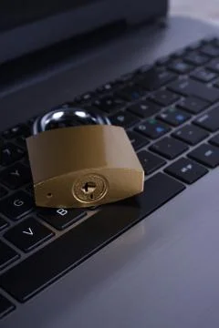 Padlock on computer keyboard. Internet data privacy information security conc Stock Photos