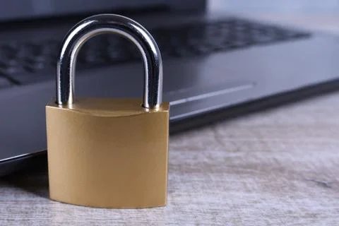 Padlock on computer keyboard. Internet data privacy information security conc Stock Photos