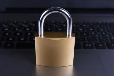 Padlock on computer keyboard. Internet data privacy information security conc Stock Photos