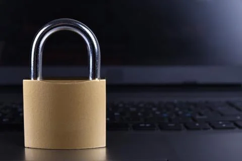 Padlock on computer keyboard. Internet data privacy information security conc Stock Photos
