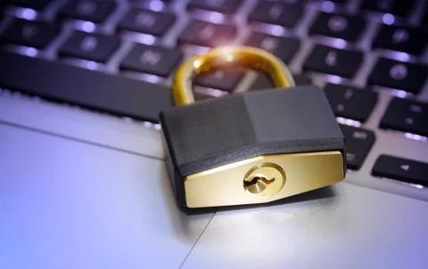 .padlock on computer keyboard Stock Photos