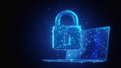 Padlock concept security with laptop background. Stock Footage 262141245