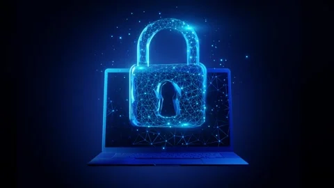 Padlock concept security with laptop background. Stock Footage 262141247