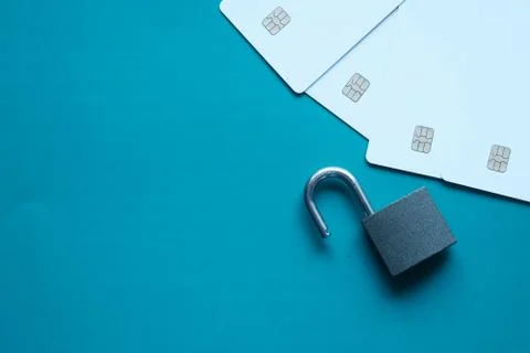 Padlock on credit card, Internet data privacy information security concept 스톡 사진