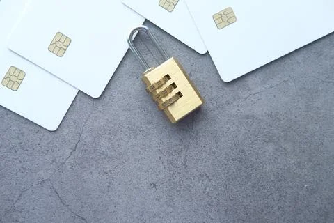 Padlock on credit card, Internet data privacy information security concept Stock Photos