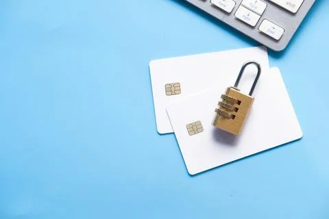 Padlock on credit card, Internet data privacy information security concept Stock Photos
