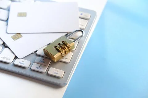 Padlock on credit card, Internet data privacy information security concept Stock Photos