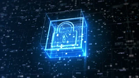 Padlock of Cyber Security On Circuit board, Digital Data Network Protection, Stock Footage 155952223