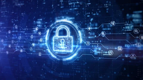 Padlock of Cyber Security Digital Data, Technology Global Network Digital Dat Stock Footage 146052129