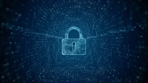 Padlock of Cyber Security Digital Data, Digital Data Network Protection, Glob Stock Footage 153728968
