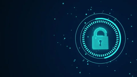 Padlock Cyber Security with Matrix Code Video Animated Background Stock Footage 345291876