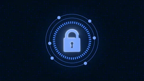 Padlock Cyber Security with Matrix Code Video Animated Background Stock Footage 345292149