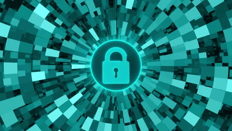 Padlock Cyber Security Protection Video Animated Background Stock Footage 345292063