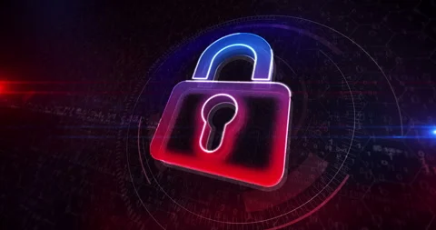 Padlock cyber security symbol cyber sign looped Stock Footage 337941417