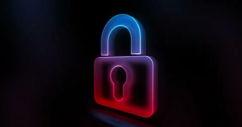 Padlock cyber security symbol glass style Stock Footage 337941195