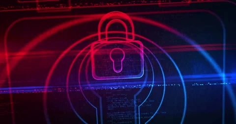 Padlock cyber security symbol loop seamlees tunnel animation Stock Footage 336660563