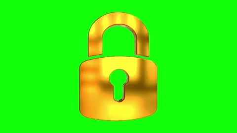 Padlock cybersecurity isolated symbol 3d rotate icon loop animation Stock Footage 340321541