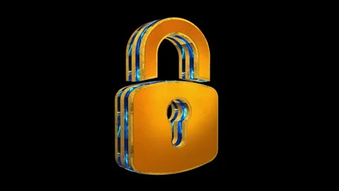 Padlock cybersecurity isolated symbol 3d spectacular rotate loop animation Stock Footage 340526643