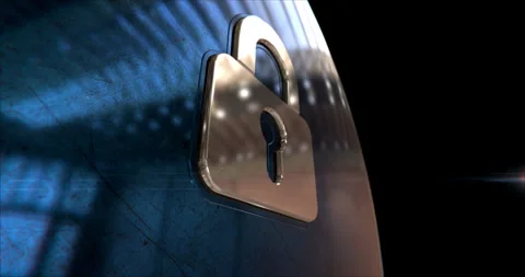 Padlock cybersecurity symbol 3d metal style animation Stock Footage 340321660
